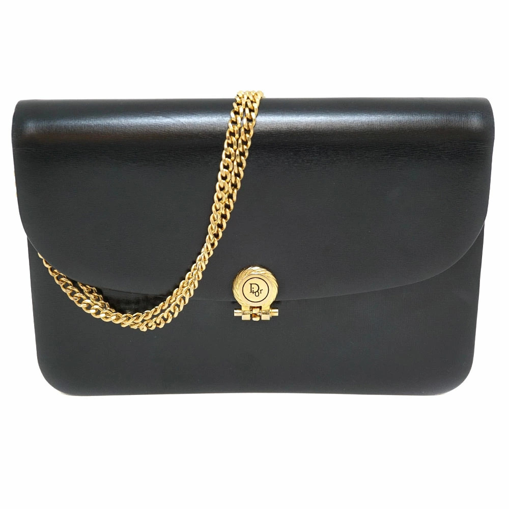Christian Dior leather chain shoulder bag black